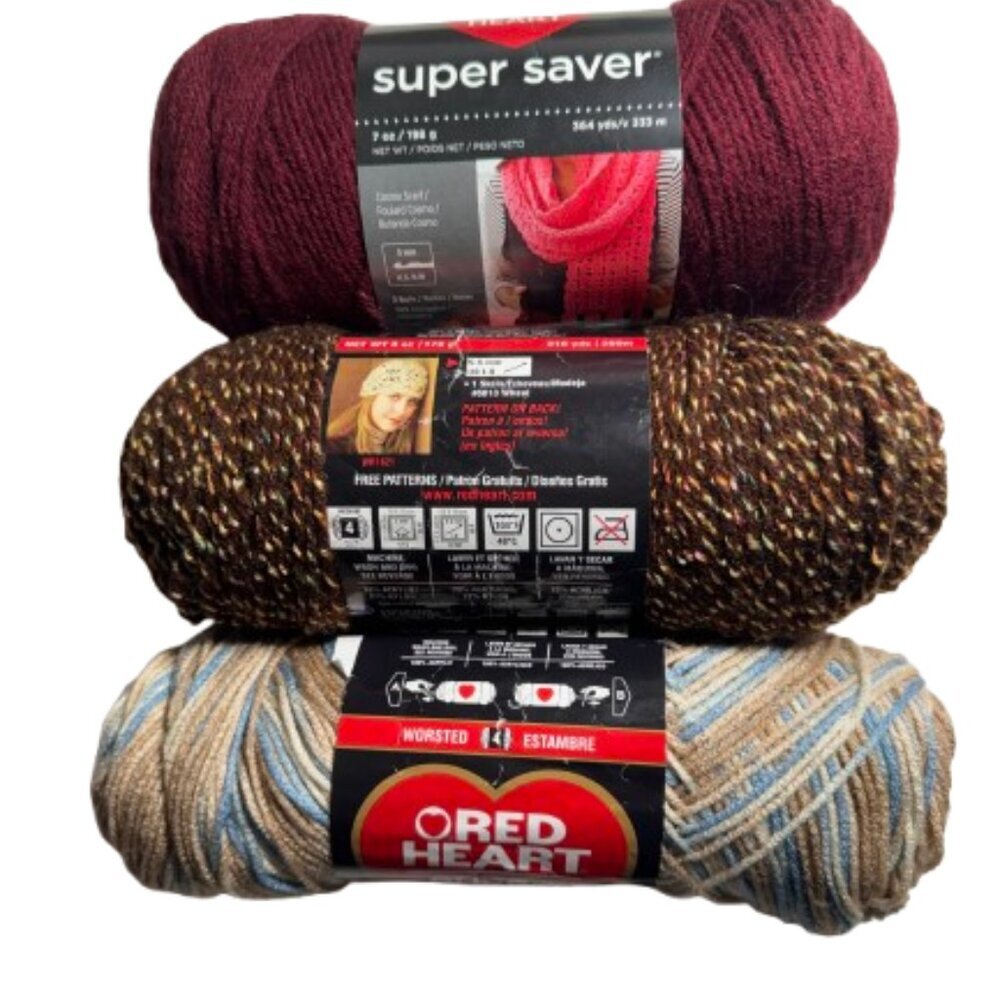 1+ pound Red Heart Yarn Bundle Fiesta Mirage Claret #303